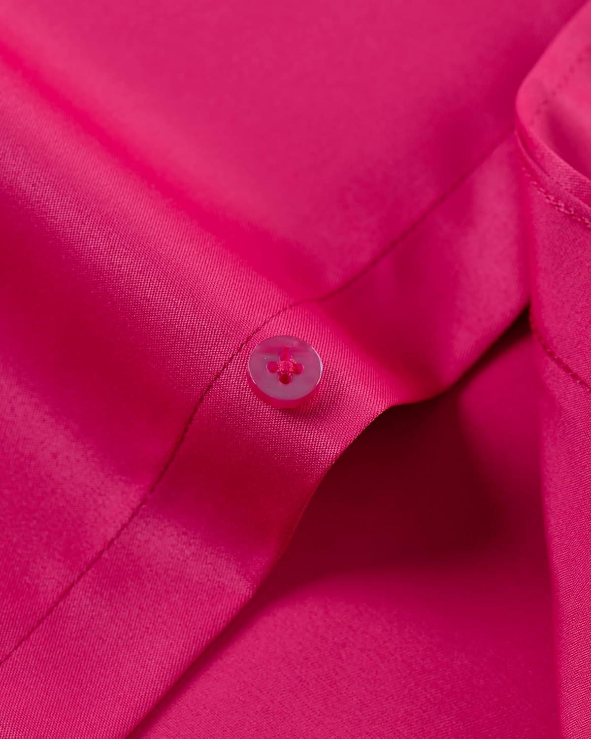 imageAlimens amp Gentle Mens Dress Shirts Long Sleeve WrinkleFree Stretch Shirts Solid Formal Button Down Shirt with PocketRosy