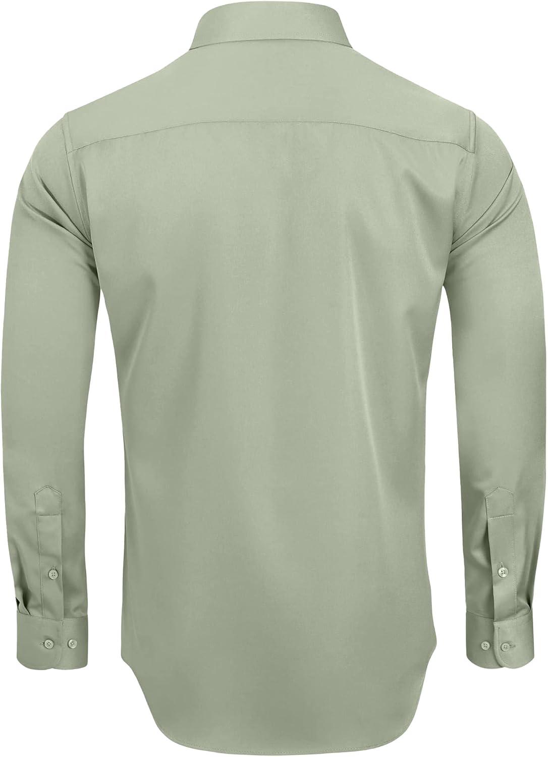 imageAlimens amp Gentle Mens Dress Shirts Long Sleeve WrinkleFree Stretch Shirts Solid Formal Button Down Shirt with PocketSage Green