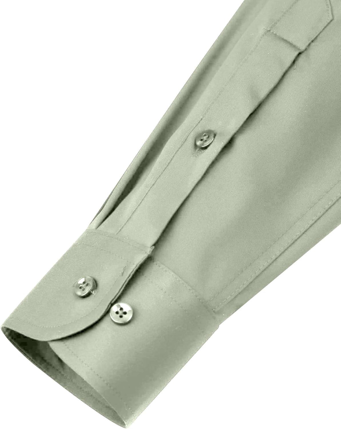 imageAlimens amp Gentle Mens Dress Shirts Long Sleeve WrinkleFree Stretch Shirts Solid Formal Button Down Shirt with PocketSage Green