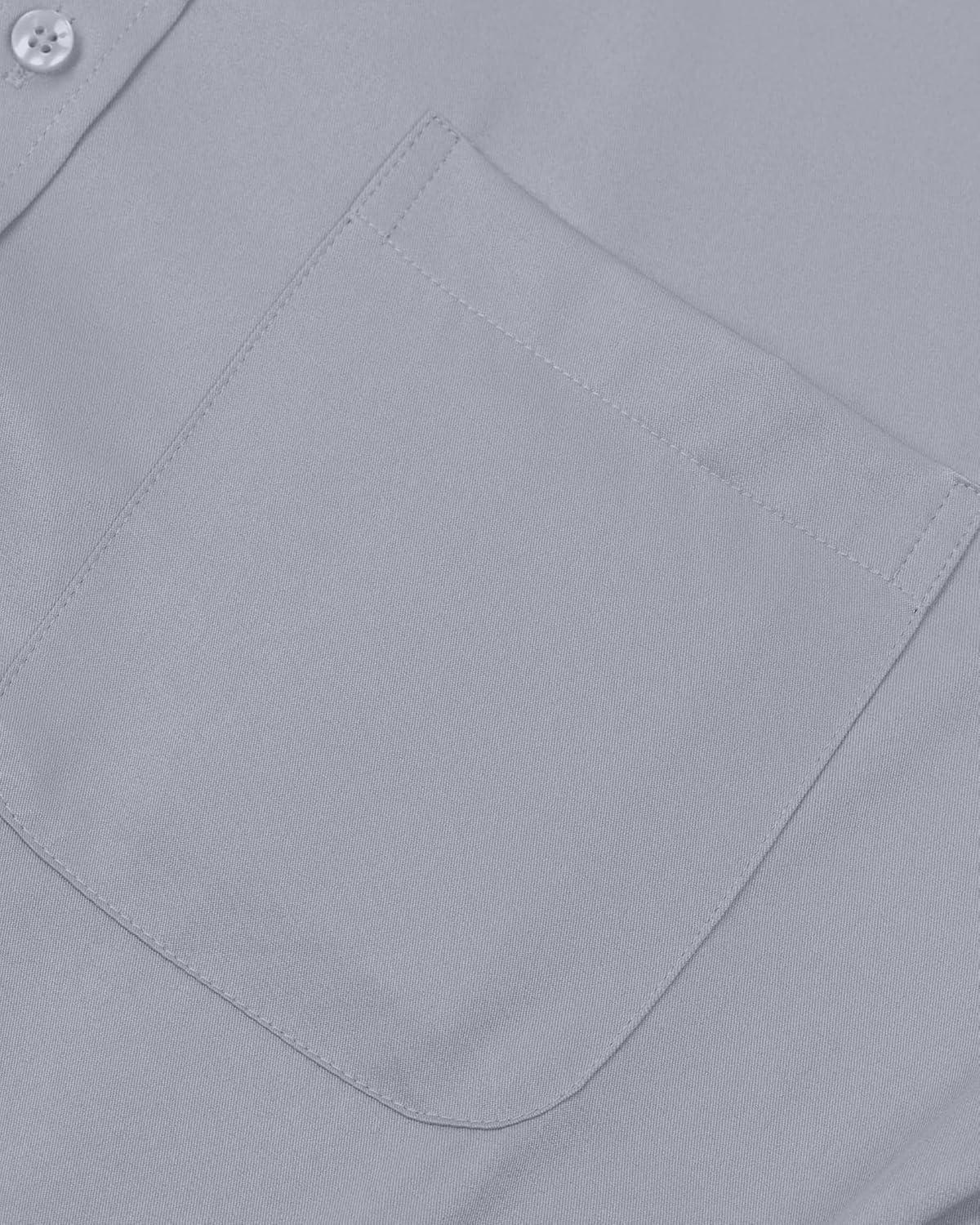 imageAlimens amp Gentle Mens Dress Shirts Long Sleeve WrinkleFree Stretch Shirts Solid Formal Button Down Shirt with PocketSilver