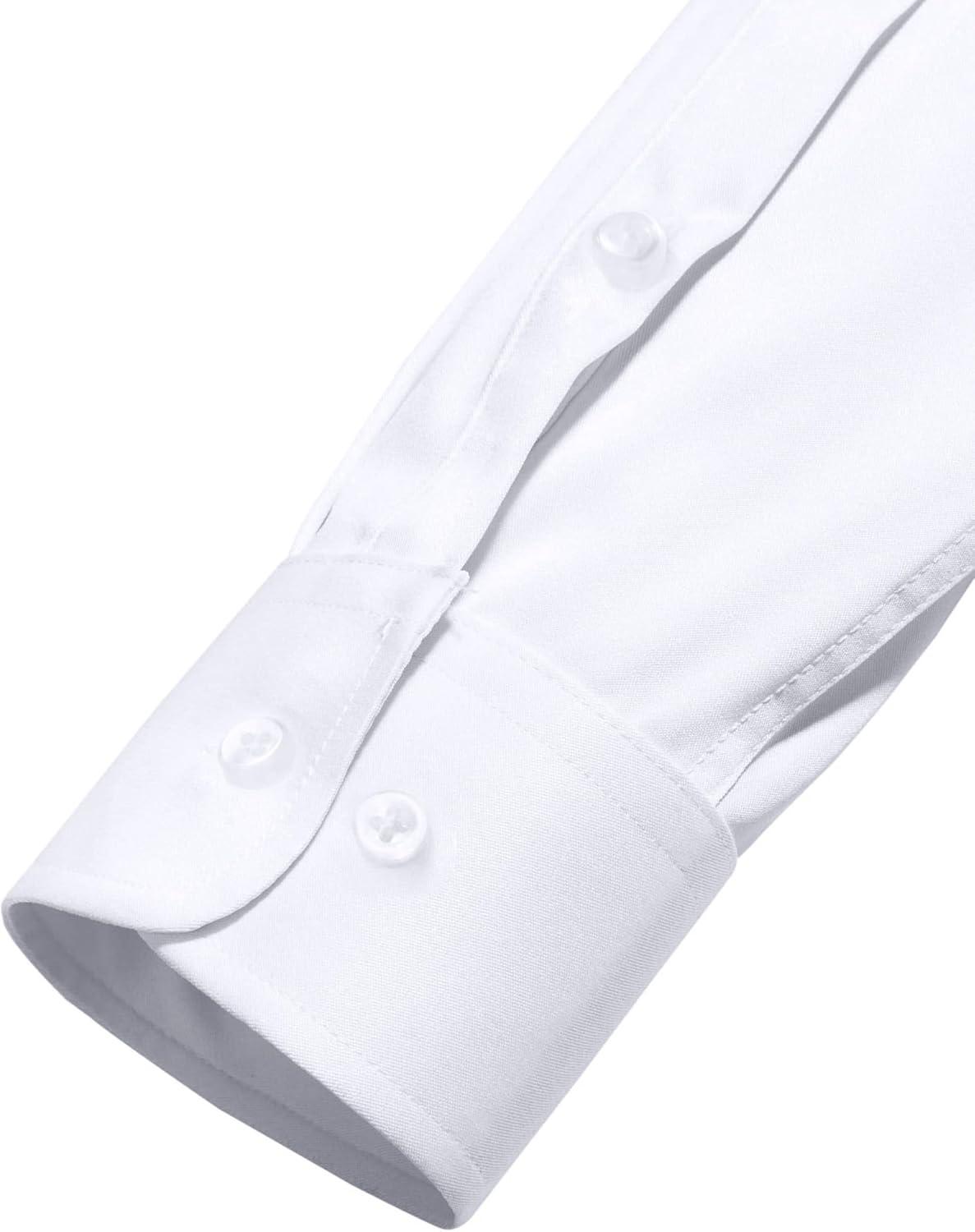 imageAlimens amp Gentle Mens Dress Shirts Long Sleeve WrinkleFree Stretch Shirts Solid Formal Button Down Shirt with PocketWhite