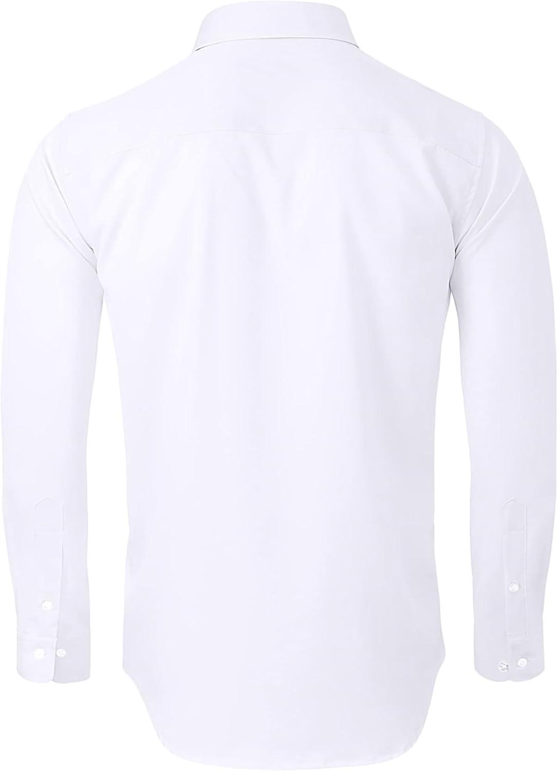 imageAlimens amp Gentle Mens Dress Shirts Long Sleeve WrinkleFree Stretch Shirts Solid Formal Button Down Shirt with PocketWhite
