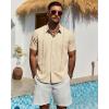 Alimens & Gentle Mens Cuban Guayabera Shirt Short Sleeve Untucked Soild Button Down Shirts Beach Wedding Causal Vacation Tops(Beige)