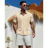 Alimens & Gentle Mens Cuban Guayabera Shirt Short Sleeve Untucked Soild Button Down Shirts Beach Wedding Causal Vacation Tops(Beige)