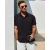 Alimens & Gentle Mens Cuban Guayabera Shirt Short Sleeve Untucked Soild Button Down Shirts Beach Wedding Causal Vacation Tops(Black)