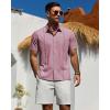 Alimens & Gentle Mens Cuban Guayabera Shirt Short Sleeve Untucked Soild Button Down Shirts Beach Wedding Causal Vacation Tops(Coral Pink)