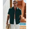 Alimens & Gentle Mens Cuban Guayabera Shirt Short Sleeve Untucked Soild Button Down Shirts Beach Wedding Causal Vacation Tops(Dark Green)
