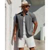 Alimens & Gentle Mens Cuban Guayabera Shirt Short Sleeve Untucked Soild Button Down Shirts Beach Wedding Causal Vacation Tops(Deep Grey)
