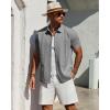 Alimens & Gentle Mens Cuban Guayabera Shirt Short Sleeve Untucked Soild Button Down Shirts Beach Wedding Causal Vacation Tops(Grey)