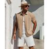 Alimens & Gentle Mens Cuban Guayabera Shirt Short Sleeve Untucked Soild Button Down Shirts Beach Wedding Causal Vacation Tops(Kahki)