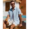 Alimens & Gentle Mens Cuban Guayabera Shirt Short Sleeve Untucked Soild Button Down Shirts Beach Wedding Causal Vacation Tops(Light Blue)