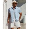 Alimens & Gentle Mens Cuban Guayabera Shirt Short Sleeve Untucked Soild Button Down Shirts Beach Wedding Causal Vacation Tops(Light Blue)