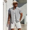Alimens & Gentle Mens Cuban Guayabera Shirt Short Sleeve Untucked Soild Button Down Shirts Beach Wedding Causal Vacation Tops(Light Grey)