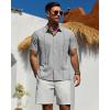 Alimens & Gentle Mens Cuban Guayabera Shirt Short Sleeve Untucked Soild Button Down Shirts Beach Wedding Causal Vacation Tops(Light Grey)