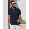 Alimens & Gentle Mens Cuban Guayabera Shirt Short Sleeve Untucked Soild Button Down Shirts Beach Wedding Causal Vacation Tops(Navy Blue)