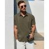Alimens & Gentle Mens Cuban Guayabera Shirt Short Sleeve Untucked Soild Button Down Shirts Beach Wedding Causal Vacation Tops(Olive Green)