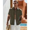 Alimens & Gentle Mens Cuban Guayabera Shirt Short Sleeve Untucked Soild Button Down Shirts Beach Wedding Causal Vacation Tops(Olive Green)