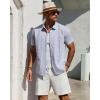 Alimens & Gentle Mens Cuban Guayabera Shirt Short Sleeve Untucked Soild Button Down Shirts Beach Wedding Causal Vacation Tops(Sky Blue)