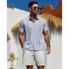 Alimens & Gentle Mens Cuban Guayabera Shirt Short Sleeve Untucked Soild Button Down Shirts Beach Wedding Causal Vacation Tops(Sky Blue)