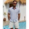 Alimens & Gentle Mens Cuban Guayabera Shirt Short Sleeve Untucked Soild Button Down Shirts Beach Wedding Causal Vacation Tops(Sky Blue)