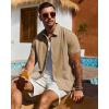 Alimens & Gentle Mens Cuban Guayabera Shirt Short Sleeve Untucked Soild Button Down Shirts Beach Wedding Causal Vacation Tops(Tan)