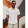 Alimens & Gentle Mens Cuban Guayabera Shirt Short Sleeve Untucked Soild Button Down Shirts Beach Wedding Causal Vacation Tops(White)