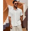 Alimens & Gentle Mens Cuban Guayabera Shirt Short Sleeve Untucked Soild Button Down Shirts Beach Wedding Causal Vacation Tops(White)