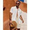 Alimens & Gentle Mens Cuban Guayabera Shirt Short Sleeve Untucked Soild Button Down Shirts Beach Wedding Causal Vacation Tops(White)