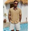 Alimens & Gentle Mens Cuban Guayabera Shirt Short Sleeve Untucked Soild Button Down Shirts Beach Wedding Causal Vacation Tops(Yellow)