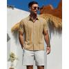 Alimens & Gentle Mens Cuban Guayabera Shirt Short Sleeve Untucked Soild Button Down Shirts Beach Wedding Causal Vacation Tops(Yellow)