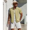Alimens & Gentle Mens Cuban Guayabera Shirt Short Sleeve Untucked Soild Button Down Shirts Beach Wedding Causal Vacation Tops(Yellow Green)