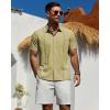 Alimens & Gentle Mens Cuban Guayabera Shirt Short Sleeve Untucked Soild Button Down Shirts Beach Wedding Causal Vacation Tops(Yellow Green)
