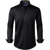 Alimens & Gentle Men’s Dress Shirts Long Sleeve Wrinkle-Free Stretch Shirts Solid Formal Button Down Shirt with Pocket(Black)