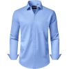 Alimens & Gentle Men’s Dress Shirts Long Sleeve Wrinkle-Free Stretch Shirts Solid Formal Button Down Shirt with Pocket(Blue)