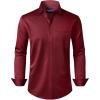 Alimens & Gentle Men’s Dress Shirts Long Sleeve Wrinkle-Free Stretch Shirts Solid Formal Button Down Shirt with Pocket(Burgundy)