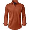 Alimens & Gentle Men’s Dress Shirts Long Sleeve Wrinkle-Free Stretch Shirts Solid Formal Button Down Shirt with Pocket(Burnt /Orange)