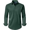 Alimens & Gentle Men’s Dress Shirts Long Sleeve Wrinkle-Free Stretch Shirts Solid Formal Button Down Shirt with Pocket(Dark Green)