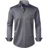 Alimens & Gentle Men’s Dress Shirts Long Sleeve Wrinkle-Free Stretch Shirts Solid Formal Button Down Shirt with Pocket(Dark Grey)