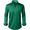Alimens & Gentle Men’s Dress Shirts Long Sleeve Wrinkle-Free Stretch Shirts Solid Formal Button Down Shirt with Pocket(Green)