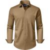 Alimens & Gentle Men’s Dress Shirts Long Sleeve Wrinkle-Free Stretch Shirts Solid Formal Button Down Shirt with Pocket(Khaki)