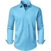 Alimens & Gentle Men’s Dress Shirts Long Sleeve Wrinkle-Free Stretch Shirts Solid Formal Button Down Shirt with Pocket(Lake Blue)
