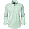 Alimens & Gentle Men’s Dress Shirts Long Sleeve Wrinkle-Free Stretch Shirts Solid Formal Button Down Shirt with Pocket(Light Green)