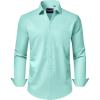 Alimens & Gentle Men’s Dress Shirts Long Sleeve Wrinkle-Free Stretch Shirts Solid Formal Button Down Shirt with Pocket(Mint Green)