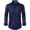 Alimens & Gentle Men’s Dress Shirts Long Sleeve Wrinkle-Free Stretch Shirts Solid Formal Button Down Shirt with Pocket(Navy Blue)