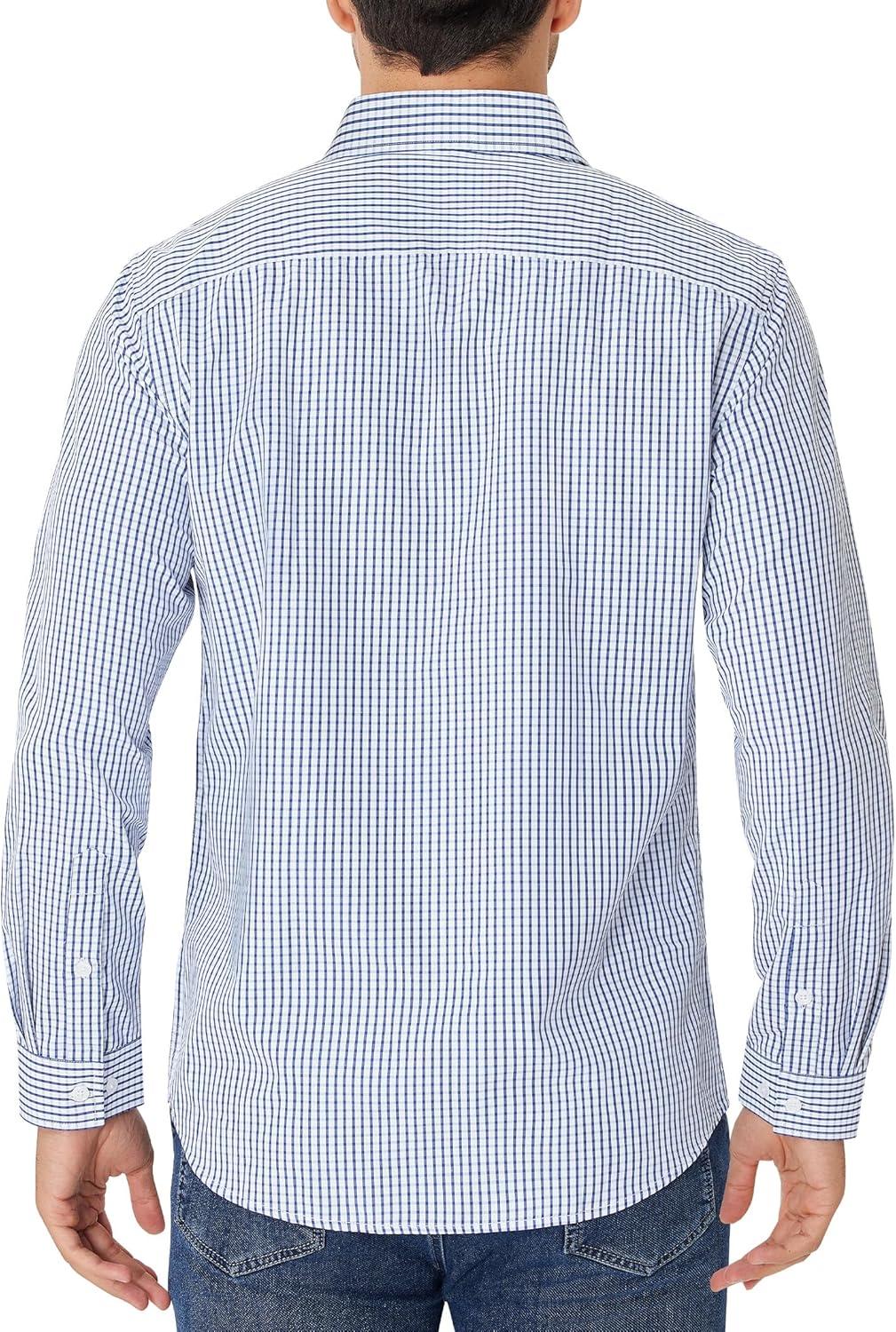 imageAlimens amp Gentle Mens Plaid Button Down Shirt Long Sleeve Dress Shirt Regular Fit Business Casual Gingham ShirtsBlue Plaid