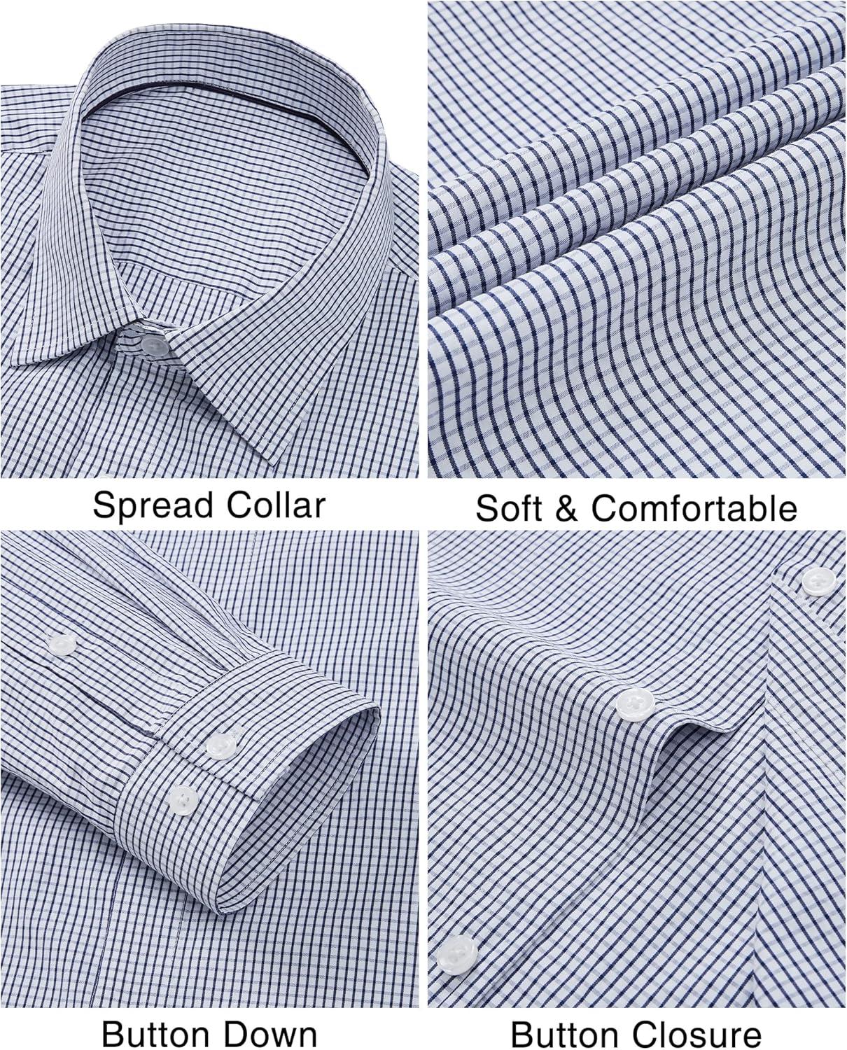 imageAlimens amp Gentle Mens Plaid Button Down Shirt Long Sleeve Dress Shirt Regular Fit Business Casual Gingham ShirtsSky Blue White Check