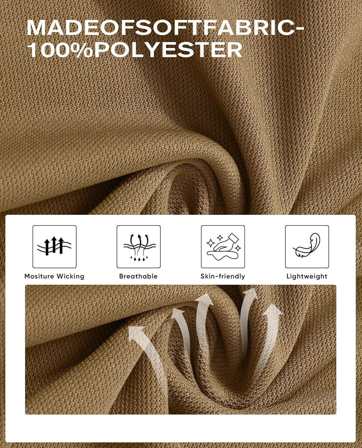 imageAlimens amp Gentle Mens Polo Shirt Short Sleeve Tactical Dry Fit Golf Shirts Stretch Work Collared Tops Outdoor Sport TennisBrown