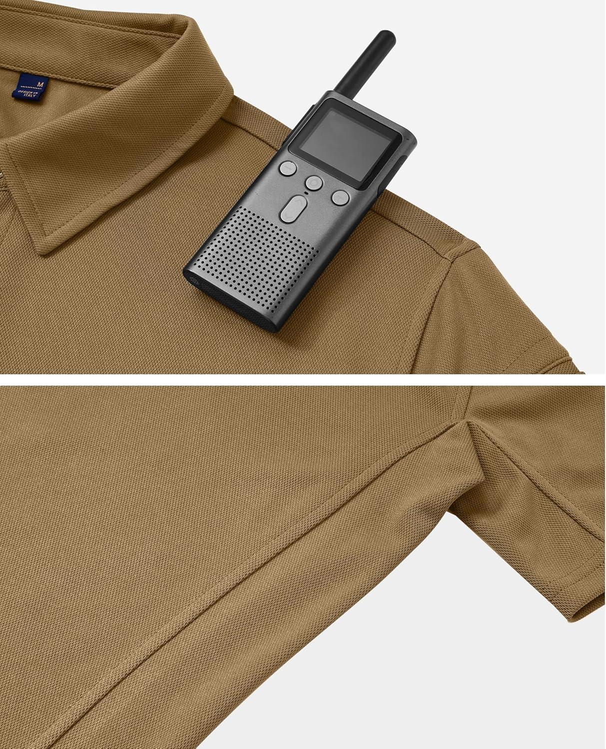 imageAlimens amp Gentle Mens Polo Shirt Short Sleeve Tactical Dry Fit Golf Shirts Stretch Work Collared Tops Outdoor Sport TennisBrown
