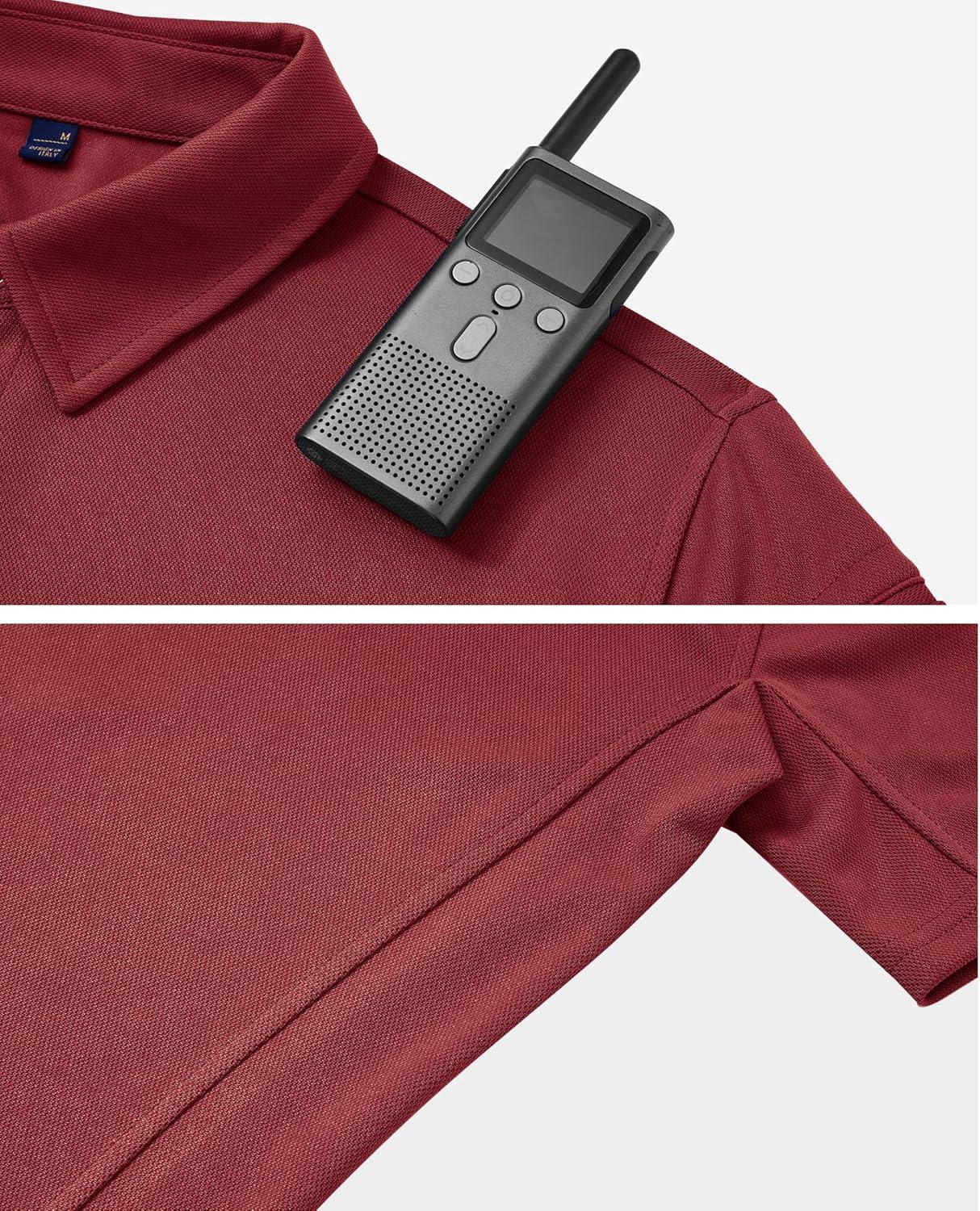 imageAlimens amp Gentle Mens Polo Shirt Short Sleeve Tactical Dry Fit Golf Shirts Stretch Work Collared Tops Outdoor Sport TennisBurgundy