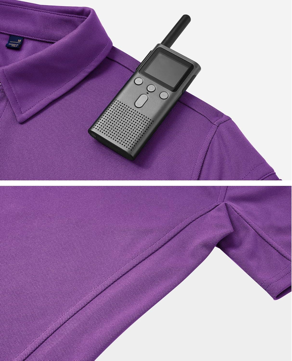 imageAlimens amp Gentle Mens Polo Shirt Short Sleeve Tactical Dry Fit Golf Shirts Stretch Work Collared Tops Outdoor Sport TennisPurple